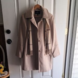 London Fog Tan Trench Coat with Scarf